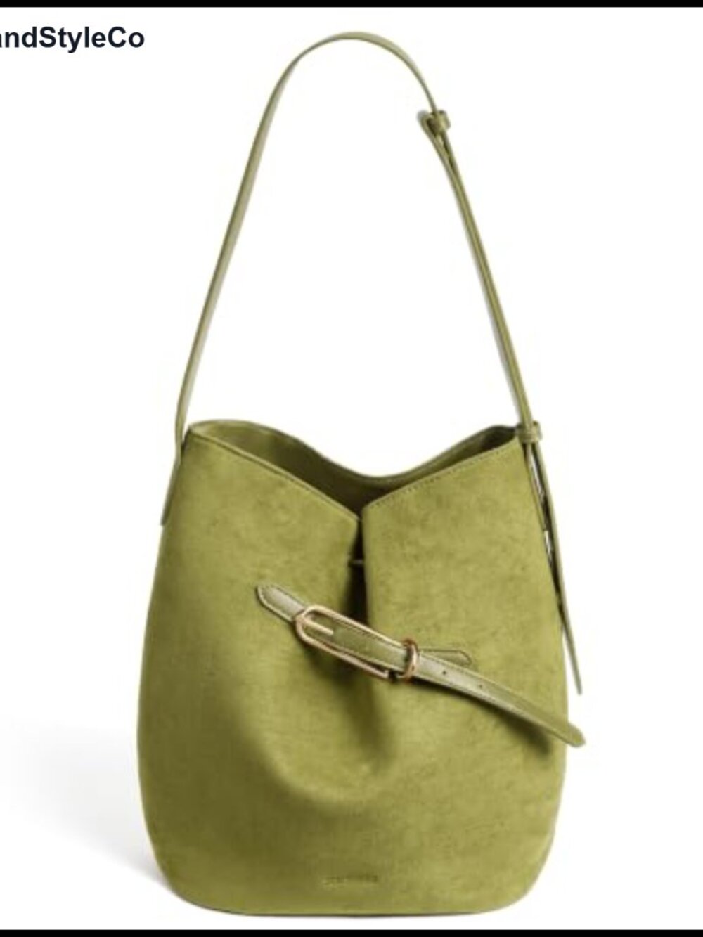 Faux Suede Bucket Bag Slouchy Shoulder Purse Adjustable Strap Lightweight